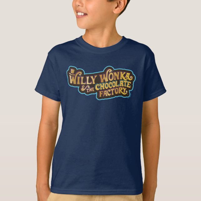 T-shirt Willy Wonka et le logo de l'usine de chocolat (Devant)