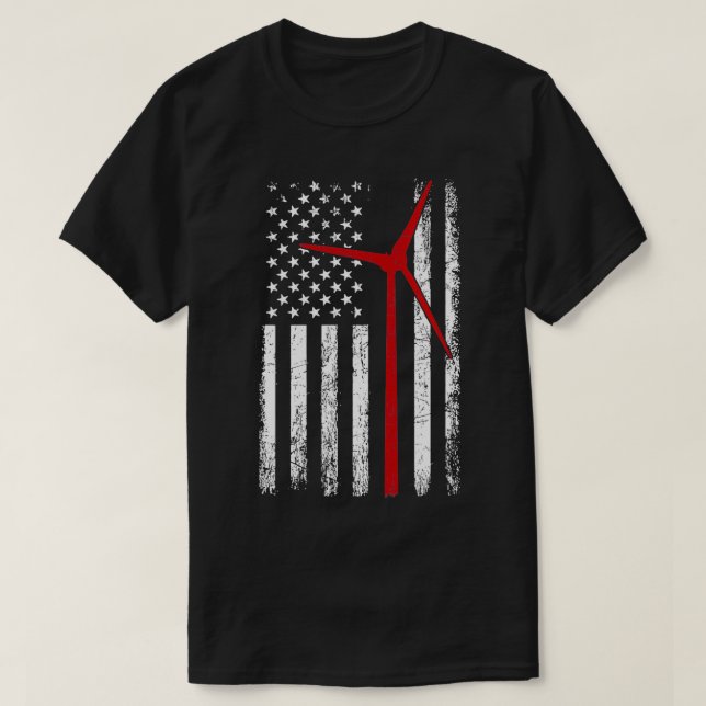 T-shirt Wind Energy American Flag Renewable Energy windmil (Design devant)