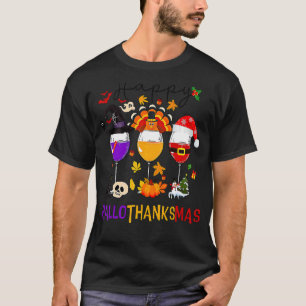 T-shirt Wine Glasses Witch Santa Hat