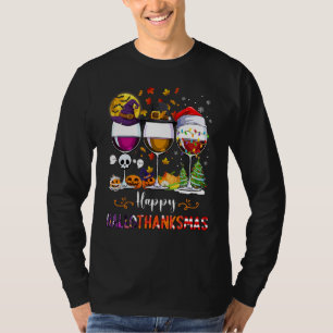 T-shirt Wine Glasses Witch Santa Hat