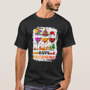 T-shirt Wine Glasses Witch Santa Hat