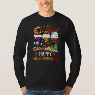 T-shirt Wine Glasses Witch Santa Hat