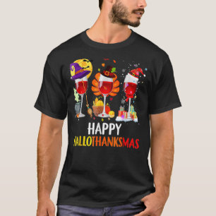 T-shirt Wine Glasses Witch Santa Hat