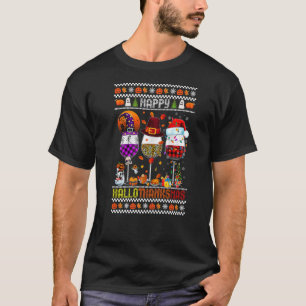 T-shirt Wine Glasses Witch Santa Hat