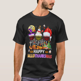 T-shirt Wine Glasses Witch Santa Hat