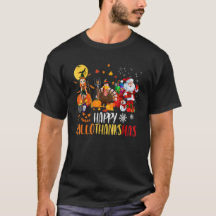 T-shirt Wines Glass Thankgiving Happy Hallothanksmas 8