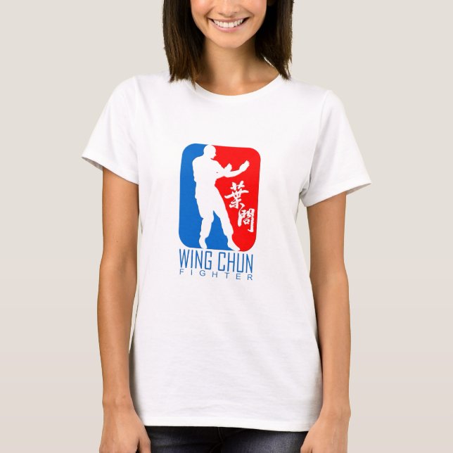 T-shirt Wing Chun Fighter (bleu roux) Ip Man Linage (Devant)