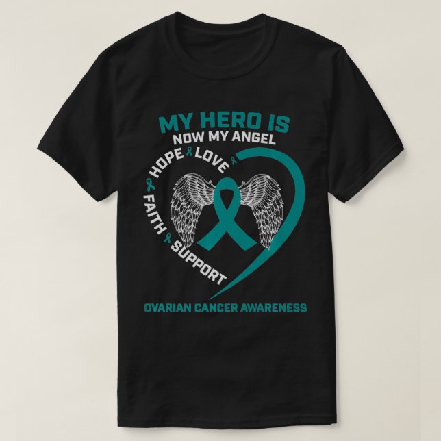 T-shirt Wings Gifts My Hero Is Now My Angel Ovarian Cancer (Design devant)