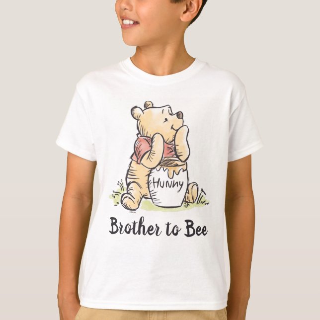 T-shirt Winnie le Baby shower Pooh | Frère à Bee (Devant)