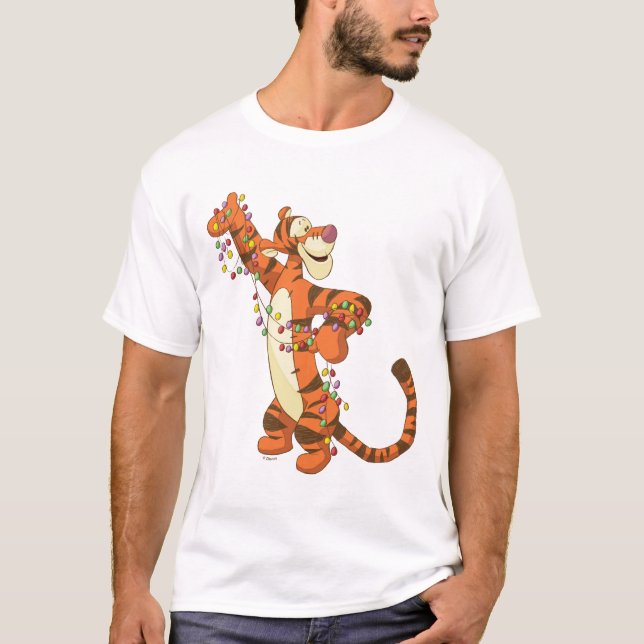 T-shirt Winnie l'Ourson| Lumières de Noël plus tigrées (Devant)
