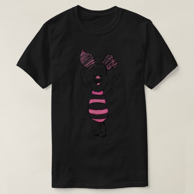 T-shirt Winnie the Pooh Happy Piglet Sketch (Design devant)