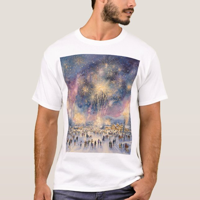 T-shirt Winter Fireworks Spectacle – New Years Celebration (Devant)