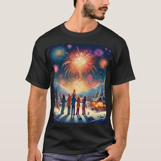 T-shirt Winter Fireworks Spectacle – New Years Celebration (Devant)