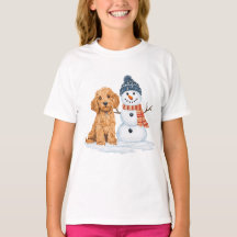 Winter Goldendoodle Dog Cute Snowman