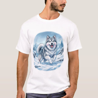 T-shirt Winter Mountain Dog Chest Print