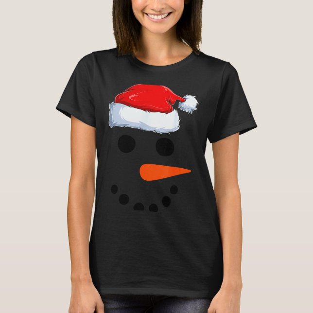 T-shirt Winter Snowman Face Costume Christmas Snowman  (Devant)