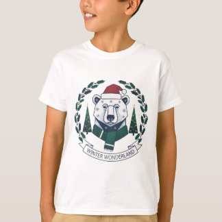 T-shirt Winter Wonderland Bear – Cute Santa Hat Christmas 