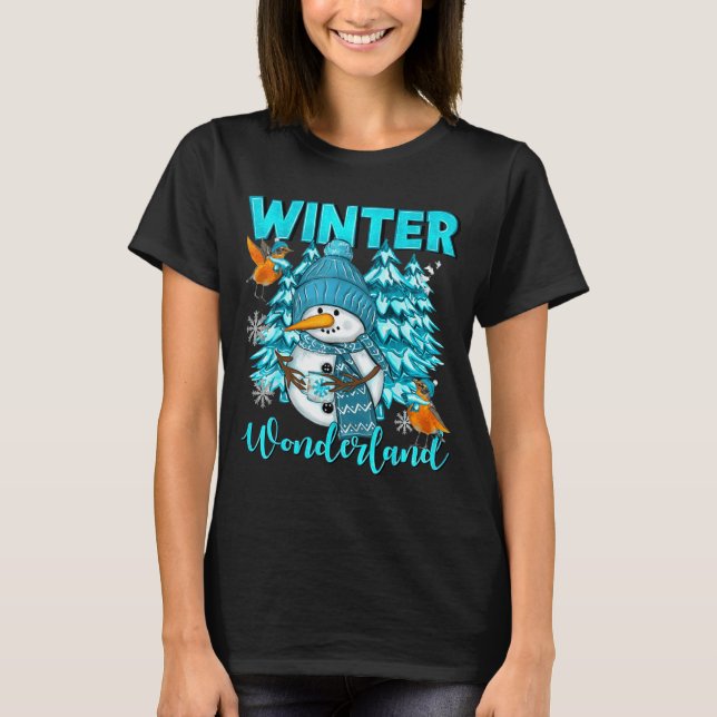 T-shirt Winter Wonderland Snowman And Snowflakes Cozy Wint (Devant)