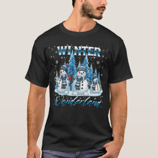 T-shirt Winter Wonderland Snowman Family Snowflake Cozy Wi