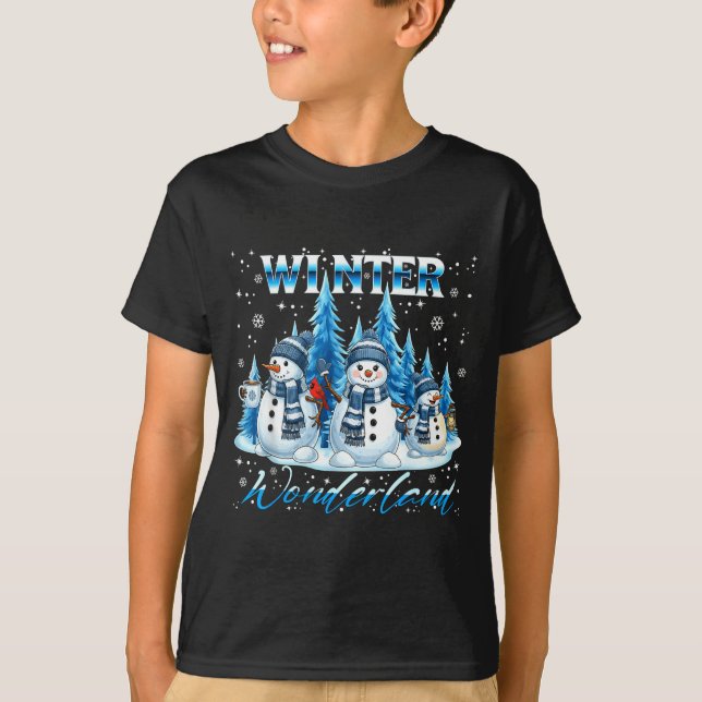 T-shirt Winter Wonderland Snowman Family Snowflake Cozy Wi (Devant)