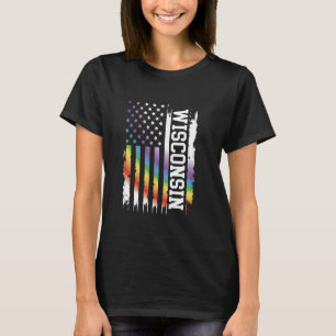 T-shirt Wisconsin États-Unis Arc en ciel désorganisé avec