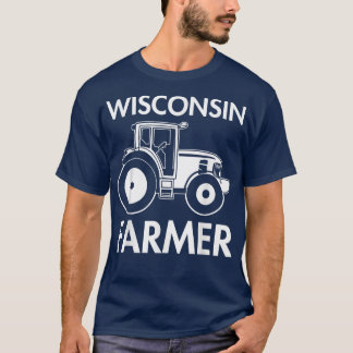 T-shirt Wisconsin Farmer Vintage  Men Tractor Farm Local F