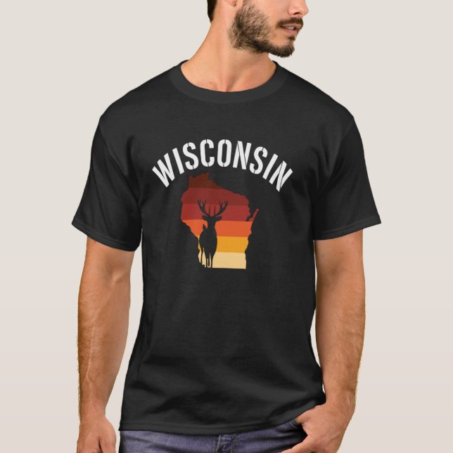 T-shirt Wisconsin Retro Deer Buck Nature Sport extérieur M (Devant)