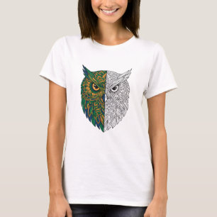 T-shirt Wise Owl Mandala Esprit Artistique Oiseau