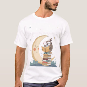 T-shirt Wise World Building Owl Moonlight Librarian T-Shi