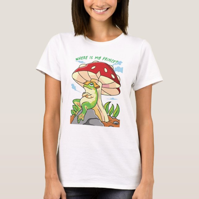 t-shirt wit frog "Where is my prince?" (Front)