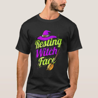 T-shirt Witch Broom Halloween Resting Witch Face