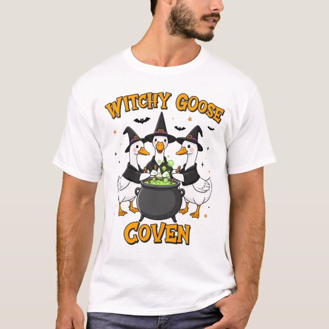 T-shirt Witchy Goose Coven Halloween Magic (Devant)
