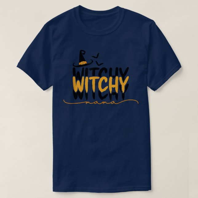 T-shirt Witchy Witchy Mama Witch Casquette Halloween Thème (Design devant)