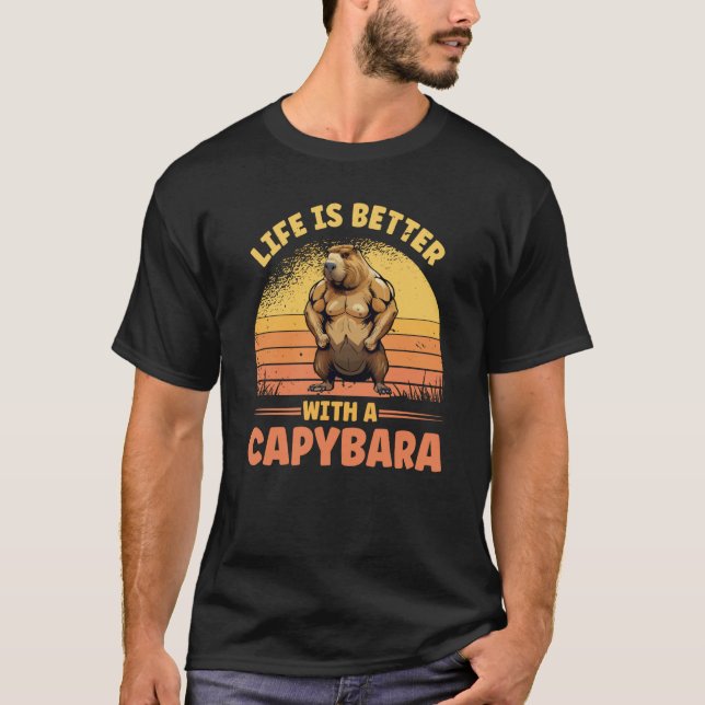 T-shirt With A Capybara Cute Bodybuilder Rodent (Devant)