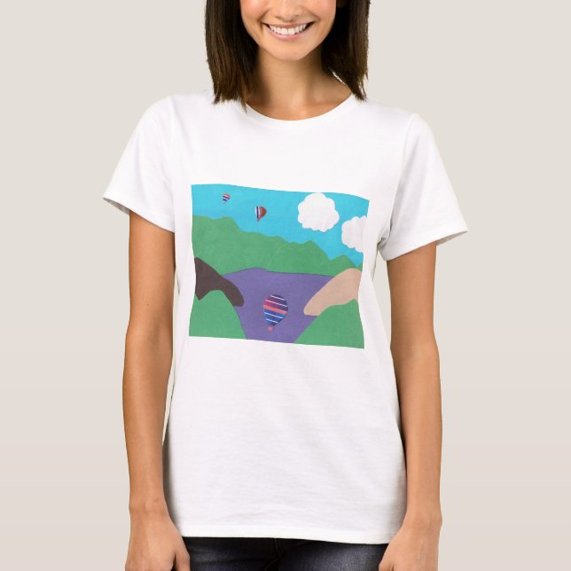 T-Shirt with a Mountain Lake Scene. (Front)
