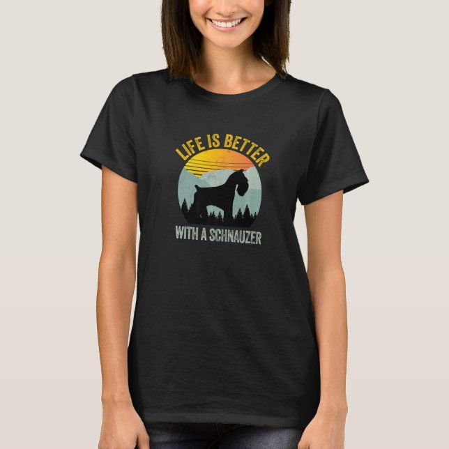 T-shirt With A Schnauzer Retro Summer Distressed (Devant)