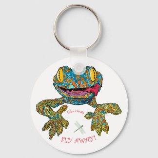 T shirt with cartoon lizard keychain