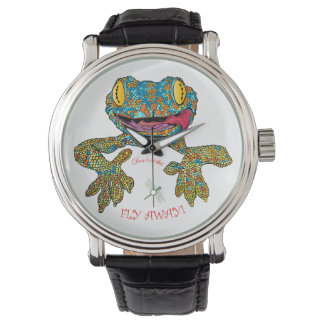 T shirt with cartoon lizard watch