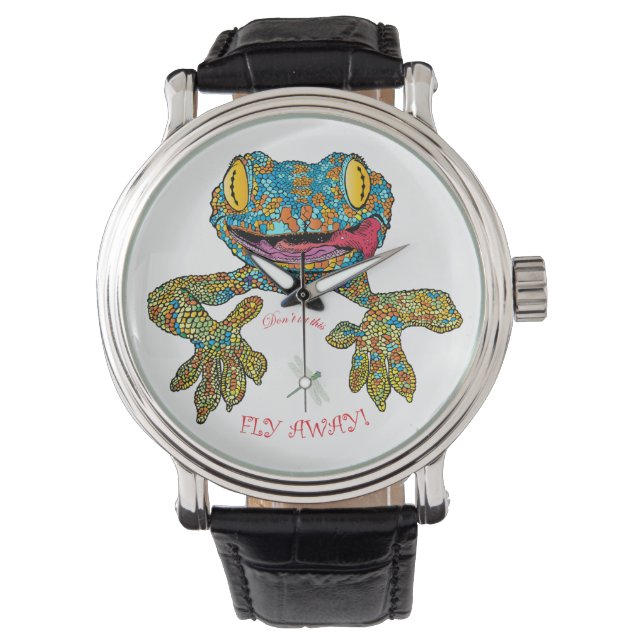 T shirt with cartoon lizard watch (Front)