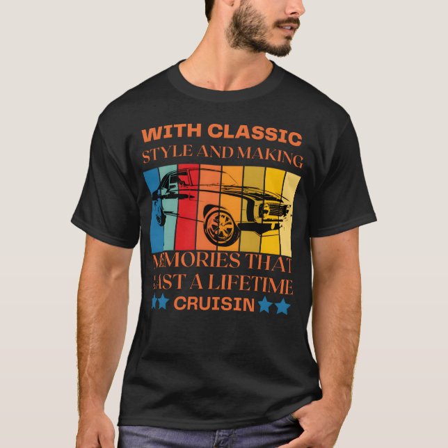 T-shirt with classic car retro (Devant)