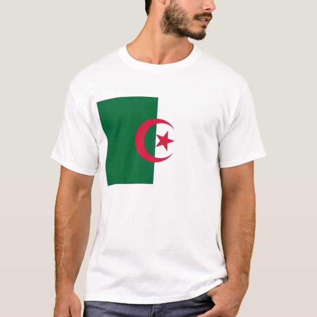T Shirt with Flag of Algeria (Front)