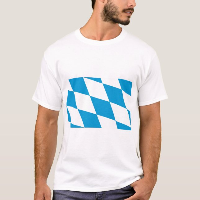 T Shirt with Flag of Bavaria, Germany (Front)