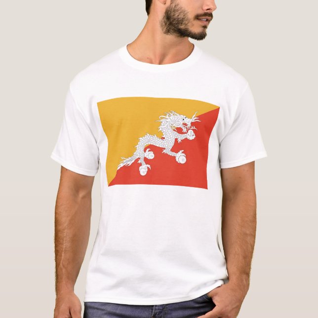 T Shirt with Flag of Bhutan (Front)