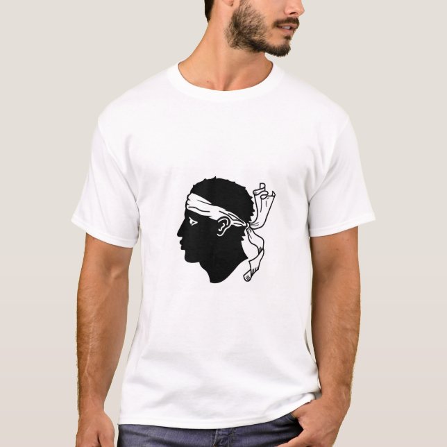 T Shirt with Flag of Corsica Island, France (Front)