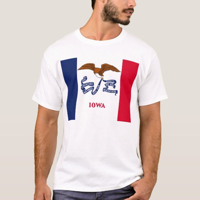 T Shirt with Flag of Iowa State USA (Front)