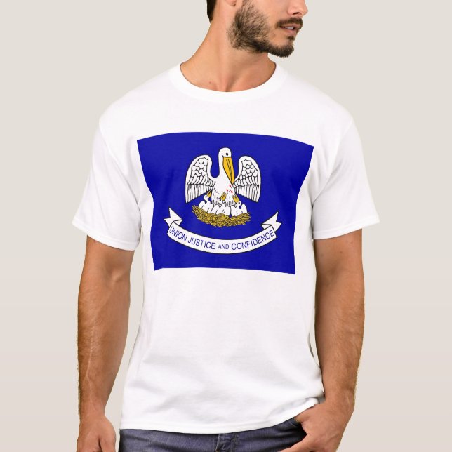 T Shirt with Flag of Louisiana State USA (Front)