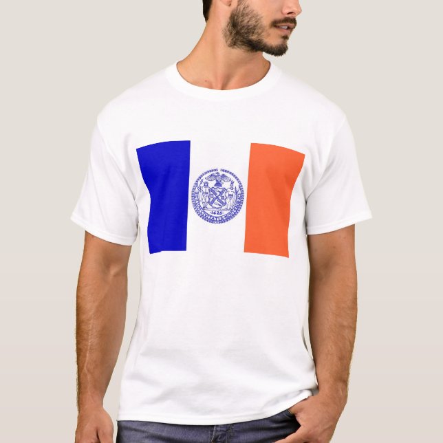 T Shirt with Flag of New York City USA (Front)