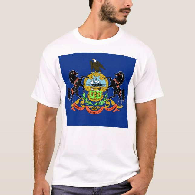 T Shirt with Flag of Pennsylvania State USA (Front)