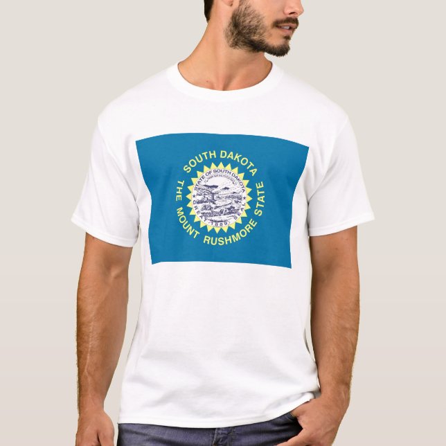 T Shirt with Flag of South Dakota State USA (Front)