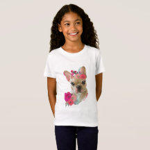 T shirt with French bulldog floral art design